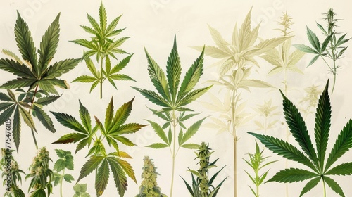 Botanical collection of cannabis cultivars photo