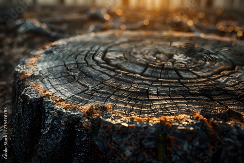 Intricate Layers of a Weathered Tree Stump Revealing the Passage of Time