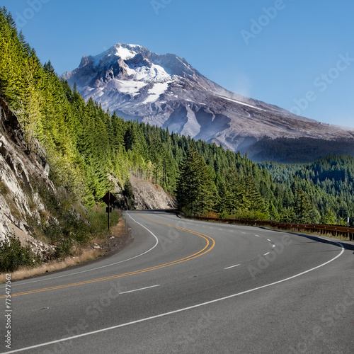 Oregon road and Mount Hood