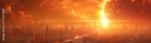 An advanced civilization harnesses the suns wrath, converting heat to power, amidst a warming world, ar 52