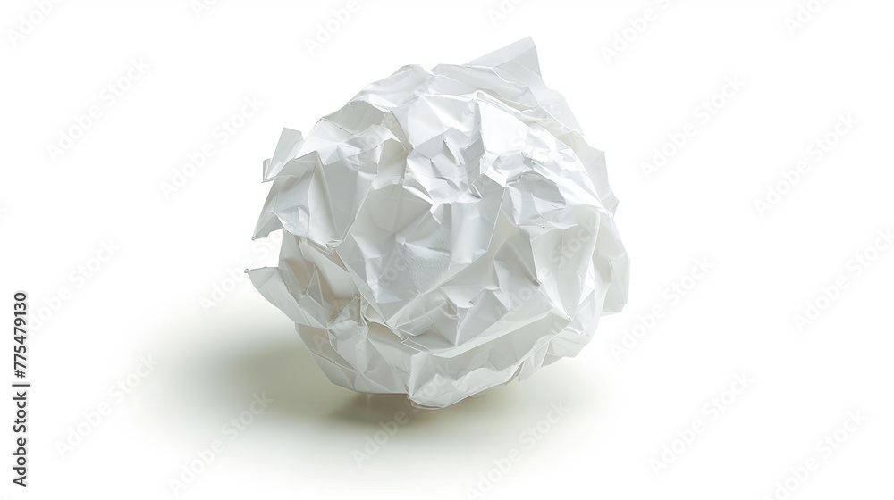 Crumpled paper ball isolated on white