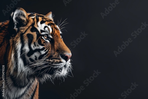 Profile of tiger on black © InfiniteStudio