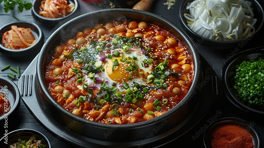 typical Korean food Dakgalbi white background typical Korean food Dakgalbi white background