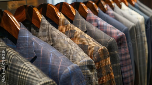 Assortment of Men's Suit Jackets on Hangers