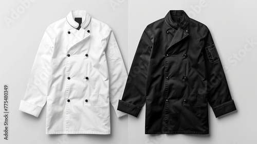 Black and White Chef Jacket Mockup Set © Orxan