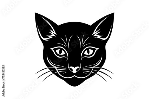 cat head silhouette vector art illustration © Merry