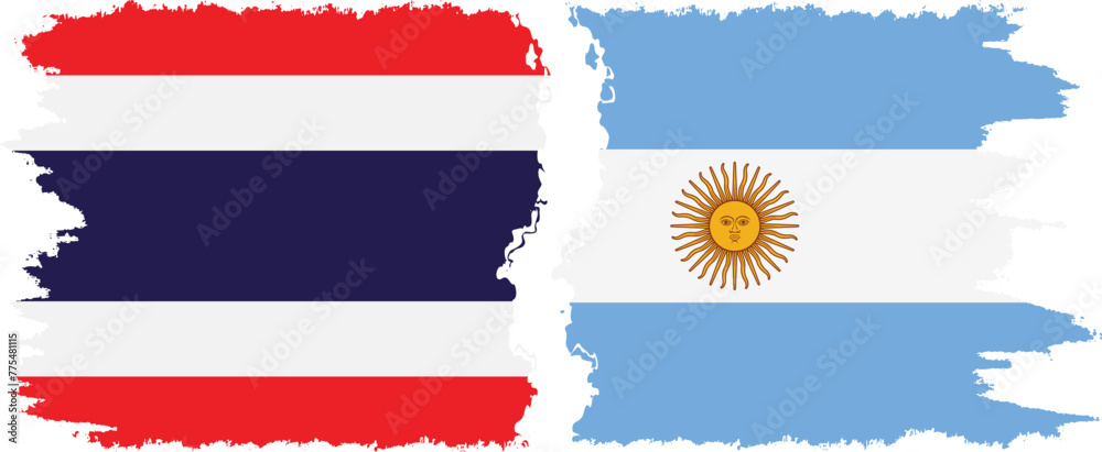Fototapeta premium Argentina and Thailand grunge flags connection vector