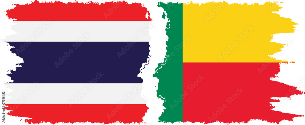 Benin and Thailand grunge flags connection vector Benin and Thailand grunge flags connection vector