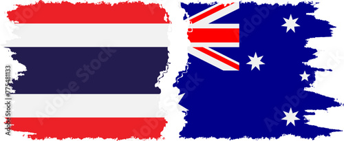 Australia and Thailand grunge flags connection vector