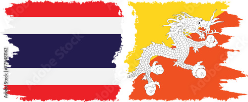 Bhutan and Thailand grunge flags connection vector