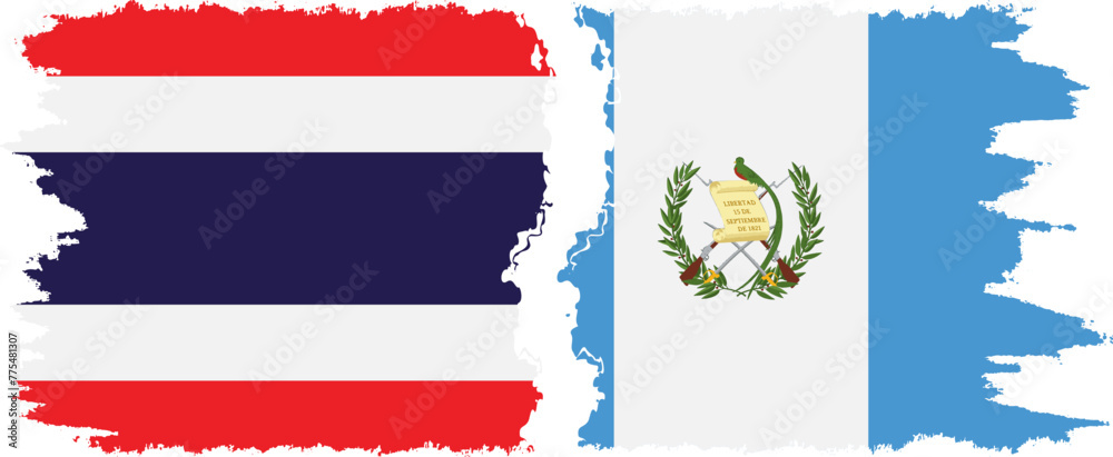 Obraz premium Guatemala and Thailand grunge flags connection vector