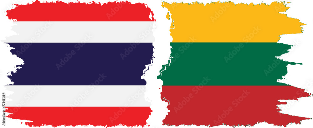 Lithuania and Thailand grunge flags connection vector Lithuania and Thailand grunge flags connection vector