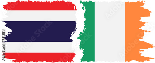 Canvas Print Ireland and Thailand grunge flags connection vector