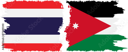 Jordan and Thailand grunge flags connection vector