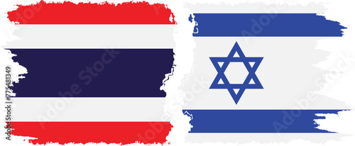 Israel and Thailand grunge flags connection vector