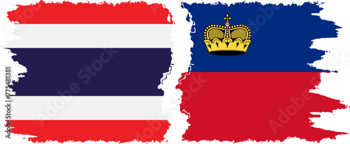 Liechtenstein and Thailand grunge flags connection vector