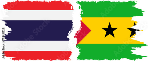 Sao Tome and Principe and Thailand grunge flags connection vector