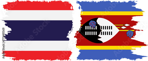 eSwatini and Thailand grunge flags connection vector