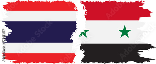 Syria and Thailand grunge flags connection vector