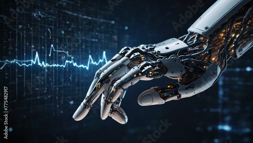 Inteligência artificial, mão de um robô de inteligência artificial,IA photo