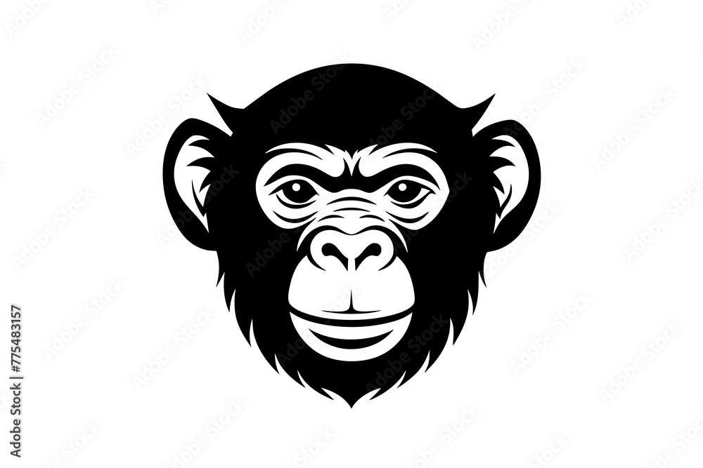 chimpanzee head silhouette vector art illustration