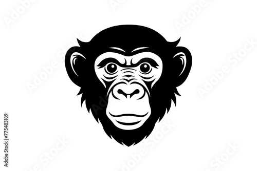 chimpanzee head silhouette vector art illustration © Merry