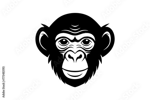 chimpanzee head silhouette vector art illustration