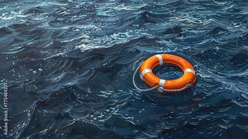 Lifebuoy floating on sea