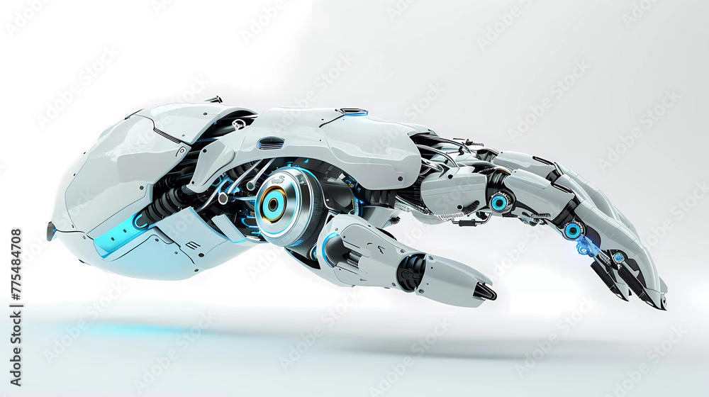Obraz premium 3d robotic arm on white background.Advance industry technology.Automation robotic hand.