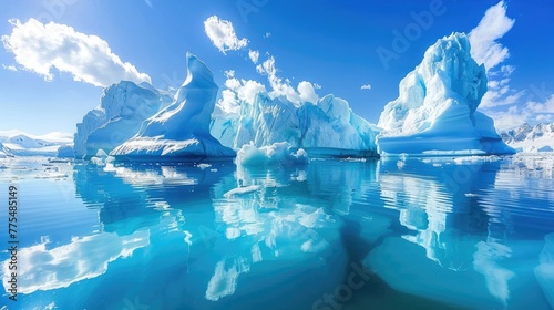 Melting icebergs and glaciers in polar regions photo