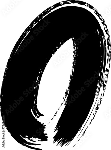 Japanese calligraphy “o” alphabet.Vector illustration. Handwritten alphabet.uppercase letter o, handwritten letters o