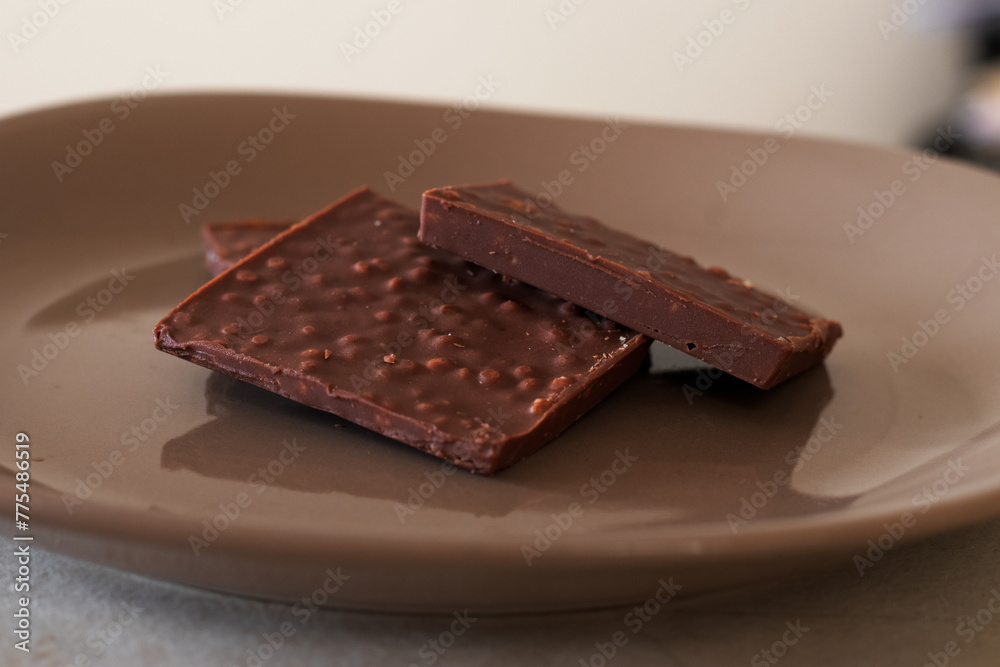 chocolate bar on plate chocolate bar on plate