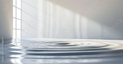close-up photo of an floating abstract dusty whirlwind. floating over interrior floor. floating in center, white clean interrior background. photo