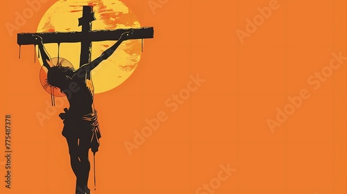 Jesus on the cross against an orange background graphics vector illustration photo