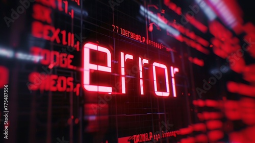 error code and inscription on red screen