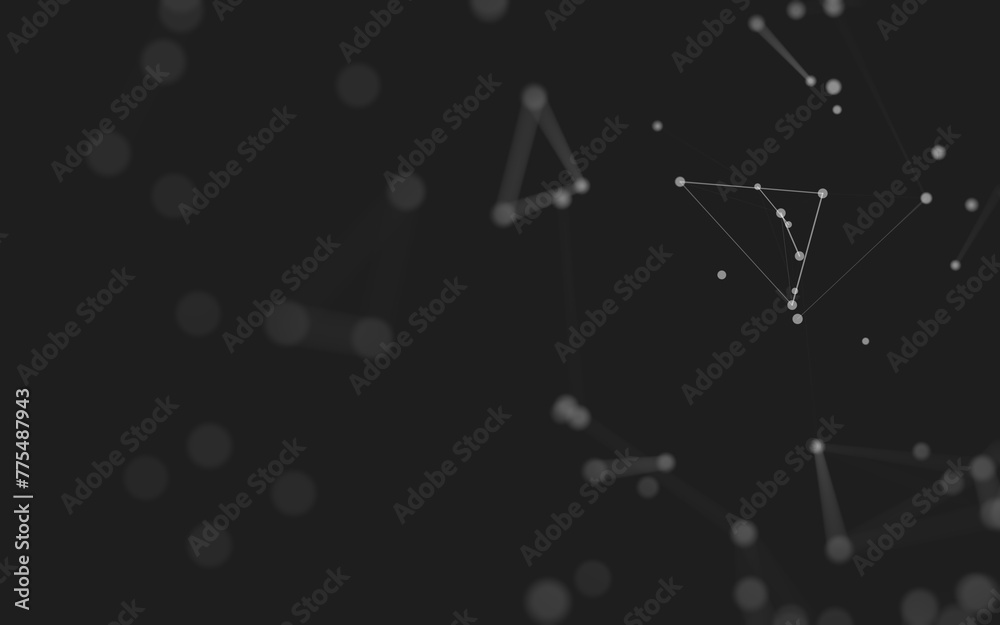 Fototapeta premium Abstract background. Molecules technology with polygonal shapes, connecting dots and lines. Connection structure. Big data visualization.