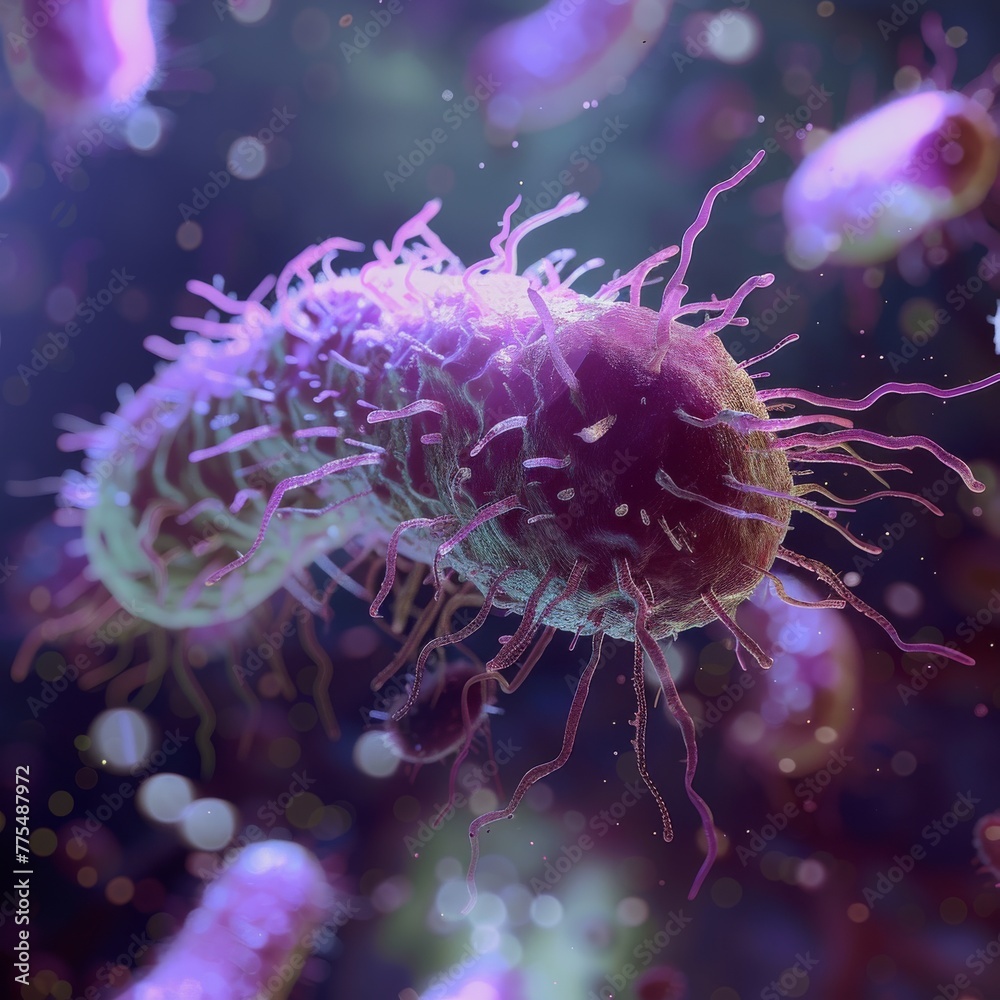 Obraz premium 3D Escherichia coli Job ID: 32417348-183d-4ef6-81b2-9adb03fe05aa
