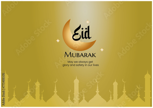 Eid mubarak greetings, can be for cards, web pages, or other digital needs.
 (ID: 775488505)