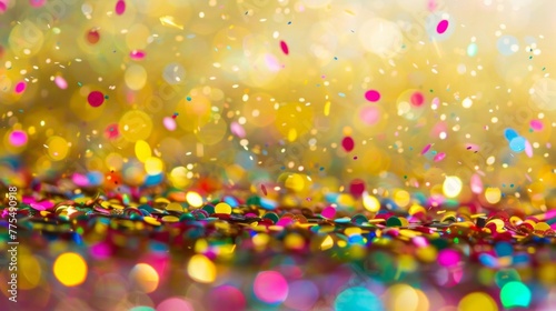 Close up view of a colorful background filled with an abundance of confetti, creating a festive and celebratory atmosphere