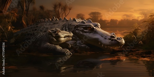 Design of crocodile. Wild Crocodile Vector Graphic. 
Dangerous Alligator Clipart photo