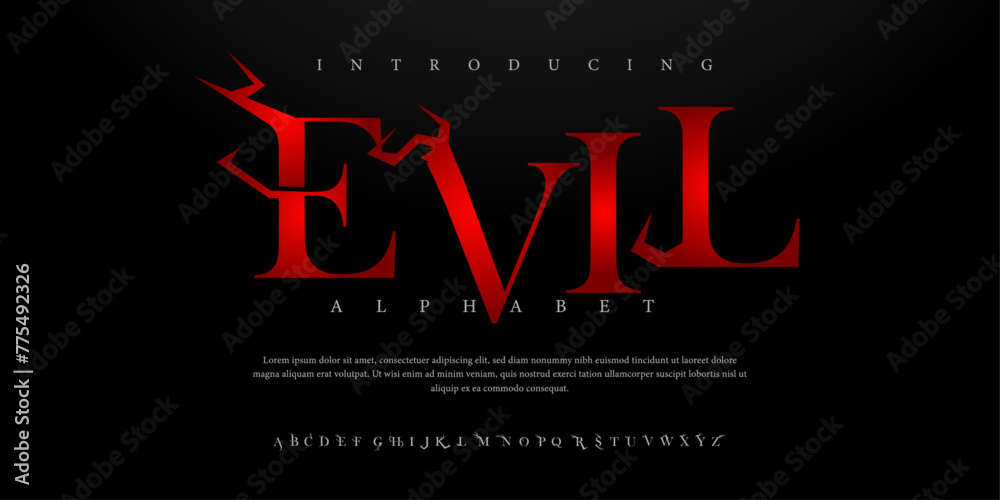 Evil horror halloween Font Uppercase Lowercase and Number. Spooky Lettering Minimal Fashion Designs. Typography modern serif fonts regular decorative vintage concept. vector illustration Evil horror halloween Font Uppercase Lowercase and Number. Spooky Lettering Minimal Fashion Designs. Typography modern serif fonts regular decorative vintage concept. vector illustration