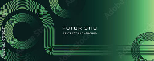 Modern shiny green circle geometric lines background, Abstract lines background, Futuristic technology concept for cover, poster, banner, brochure, header, website
