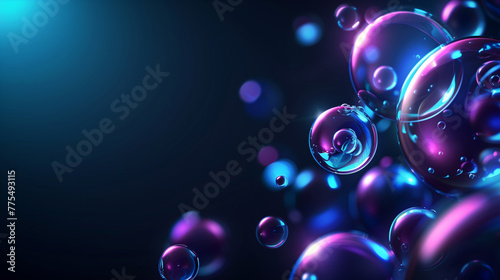 Microscope water bubble, fluorescent aesthetics background