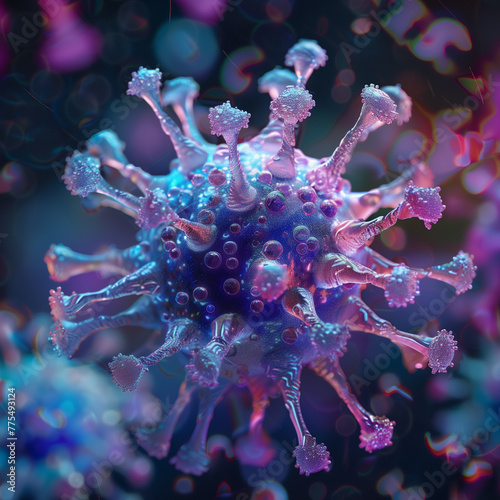 Virus cell spreading, microscopic autoimmune disease photo