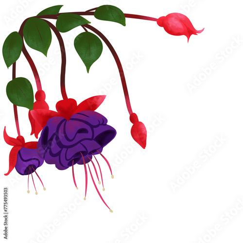 Adorno de flores con forma de campana, rosas y moradas, sin fondo