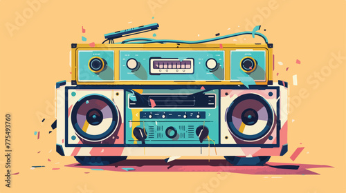 Personal stereo cassette player isolated illustrati