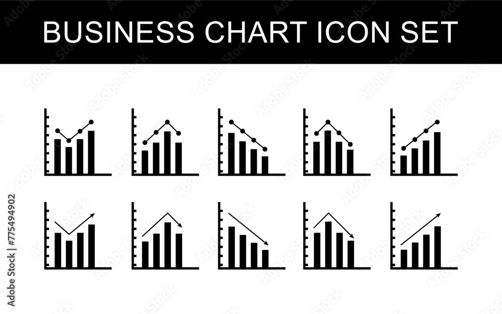 Business Chart Vector Icon Set , Growth , Finance and Data Information Icon Vector