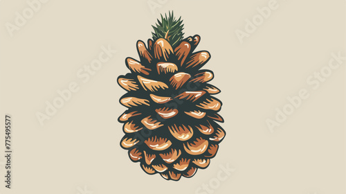 Pinecone icon. Hand-drawn botany Christmas icon. Do