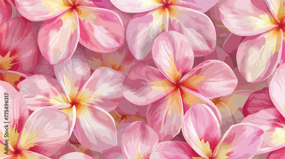 Pink plumeria. Seamless pattern with flowers. Vecto