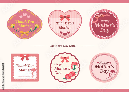 Set of mother s day labels and badges vector Illustration. Sale sticker  invitation  frames and isolated vector symbols set.